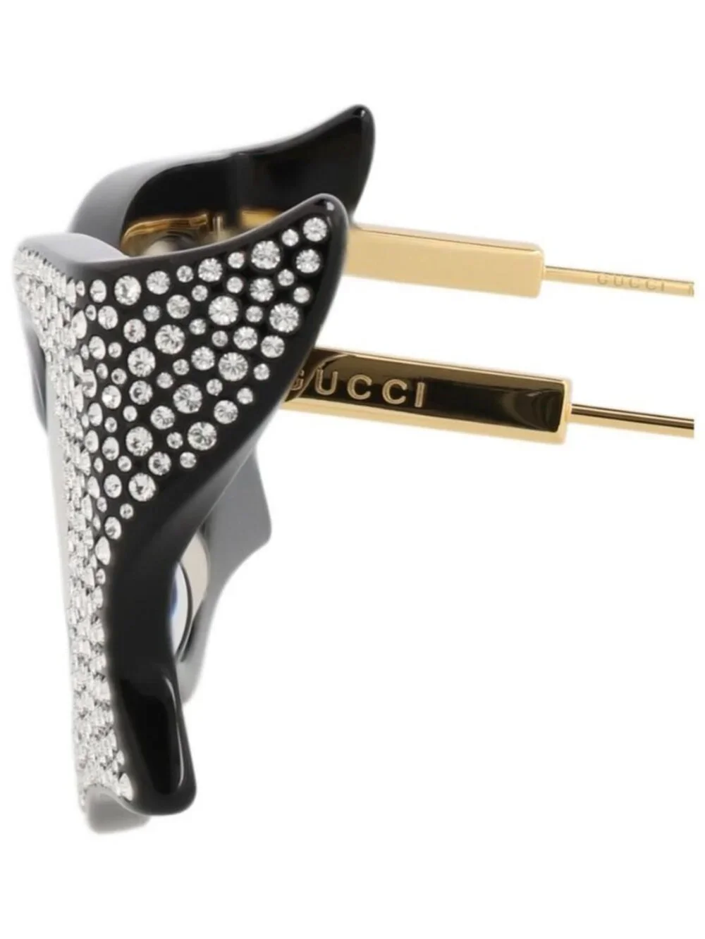 New Gucci Womens Cat Eye Black Gold Yellow Fashion Designer Sunglasses